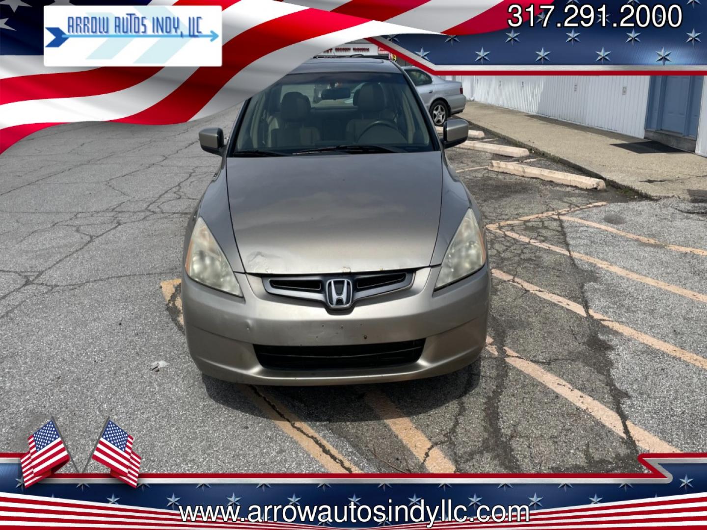 2003 GOLD /TAN Honda Accord EX sedan AT (JHMCM56683C) with an 2.4L L4 DOHC 16V engine, 5-Speed Automatic Overdrive transmission, located at 2710A Westlane Rd., Indianapolis, IN, 46268, (317) 291-2000, 39.885670, -86.208160 - Photo#0