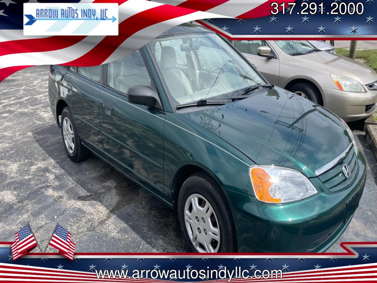 2001 GREEN /TAN Honda Civic LX sedan (1HGES16571L) with an 1.7L L4 SOHC 16V engine, 4-Speed Automatic Overdrive transmission, located at 2710A Westlane Rd., Indianapolis, IN, 46268, (317) 291-2000, 39.885670, -86.208160 - Photo#0