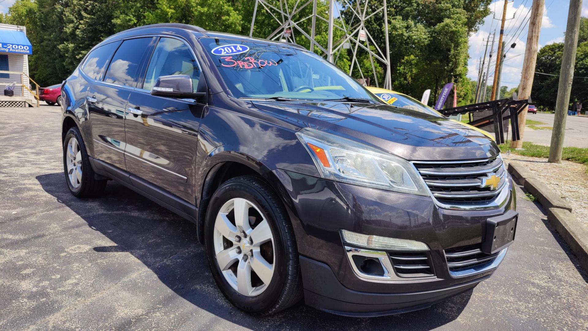 2014 /GRAY Chevrolet Traverse LTZ AWD (1GNKVJKD4EJ) with an 3.6L V6 DOHC 24V engine, 6-Speed Automatic transmission, located at 2710A Westlane Rd., Indianapolis, IN, 46268, (317) 291-2000, 39.885670, -86.208160 - 3RD ROW SEATING - Photo#1