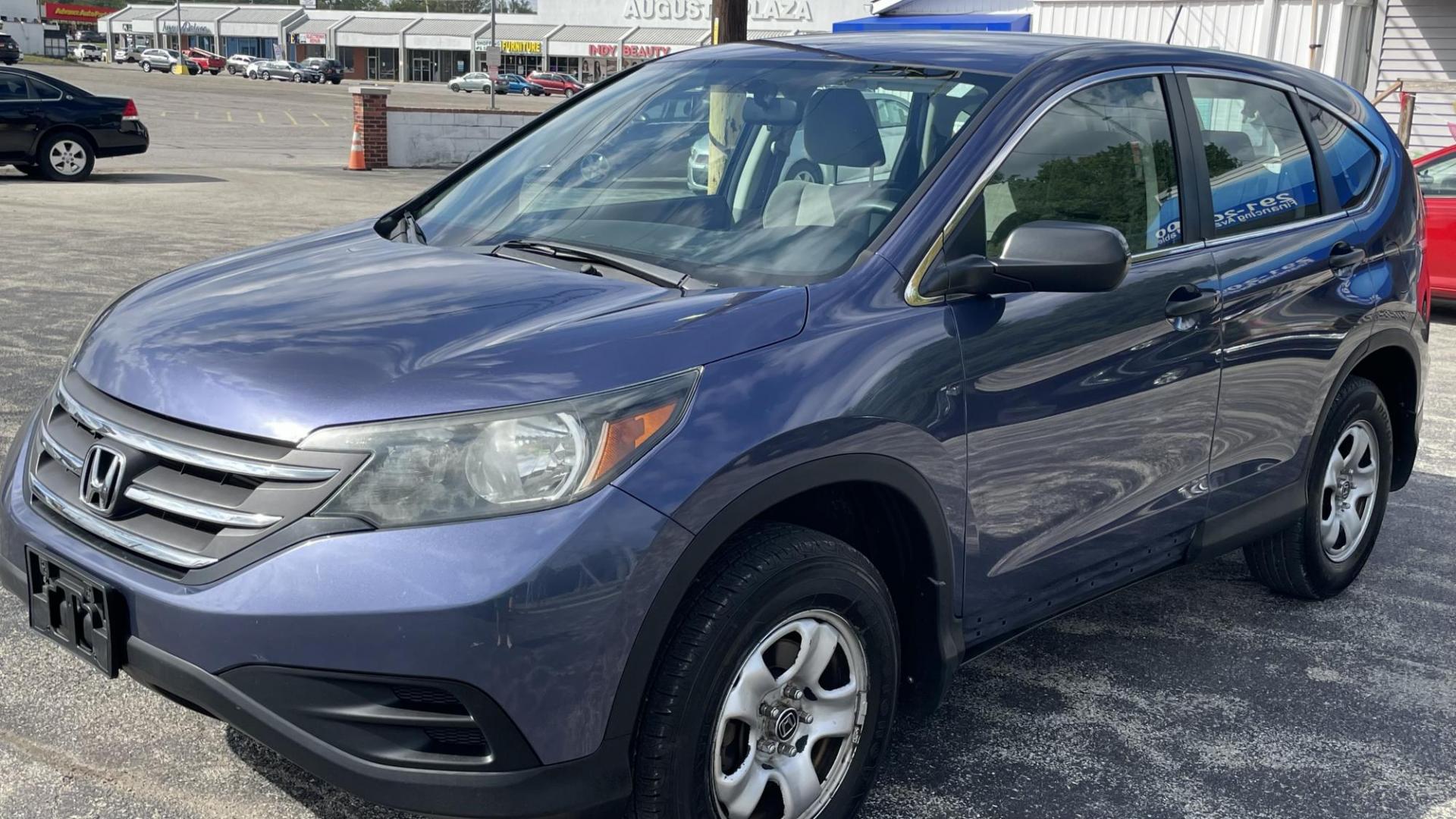 2013 BLUE /GRAY Honda CR-V LX 4WD 5-Speed AT (2HKRM4H34DH) with an 2.4L L4 DOHC 16V engine, 5-Speed Automatic transmission, located at 2710A Westlane Rd., Indianapolis, IN, 46268, (317) 291-2000, 39.885670, -86.208160 - Photo#0