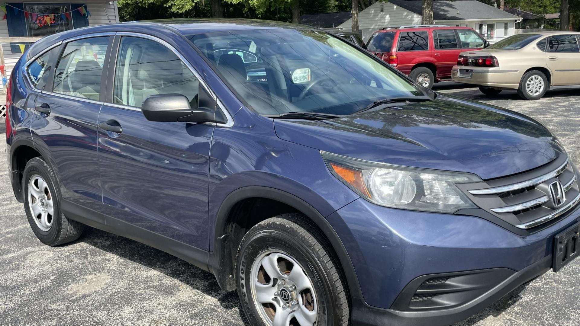 2013 BLUE /GRAY Honda CR-V LX 4WD 5-Speed AT (2HKRM4H34DH) with an 2.4L L4 DOHC 16V engine, 5-Speed Automatic transmission, located at 2710A Westlane Rd., Indianapolis, IN, 46268, (317) 291-2000, 39.885670, -86.208160 - Photo#1