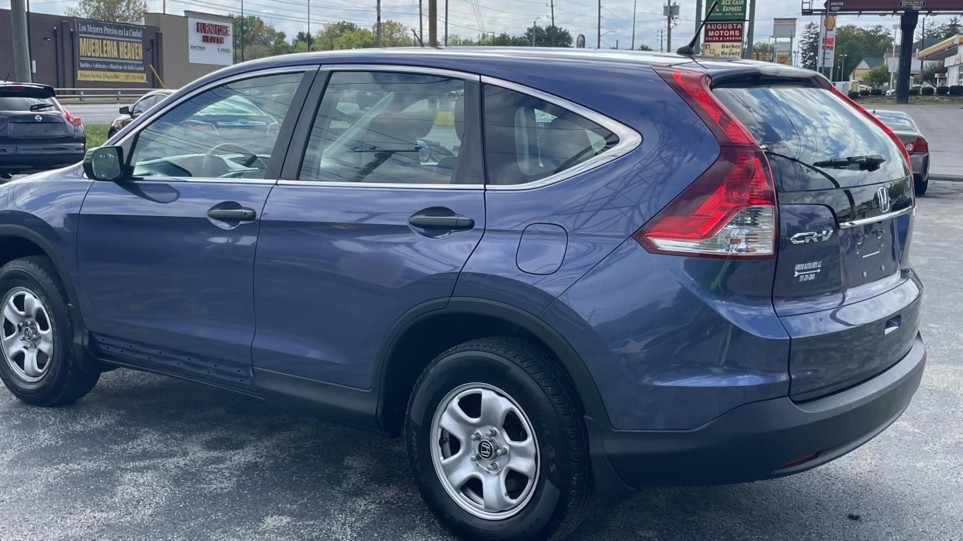 2013 BLUE /GRAY Honda CR-V LX 4WD 5-Speed AT (2HKRM4H34DH) with an 2.4L L4 DOHC 16V engine, 5-Speed Automatic transmission, located at 2710A Westlane Rd., Indianapolis, IN, 46268, (317) 291-2000, 39.885670, -86.208160 - Photo#3