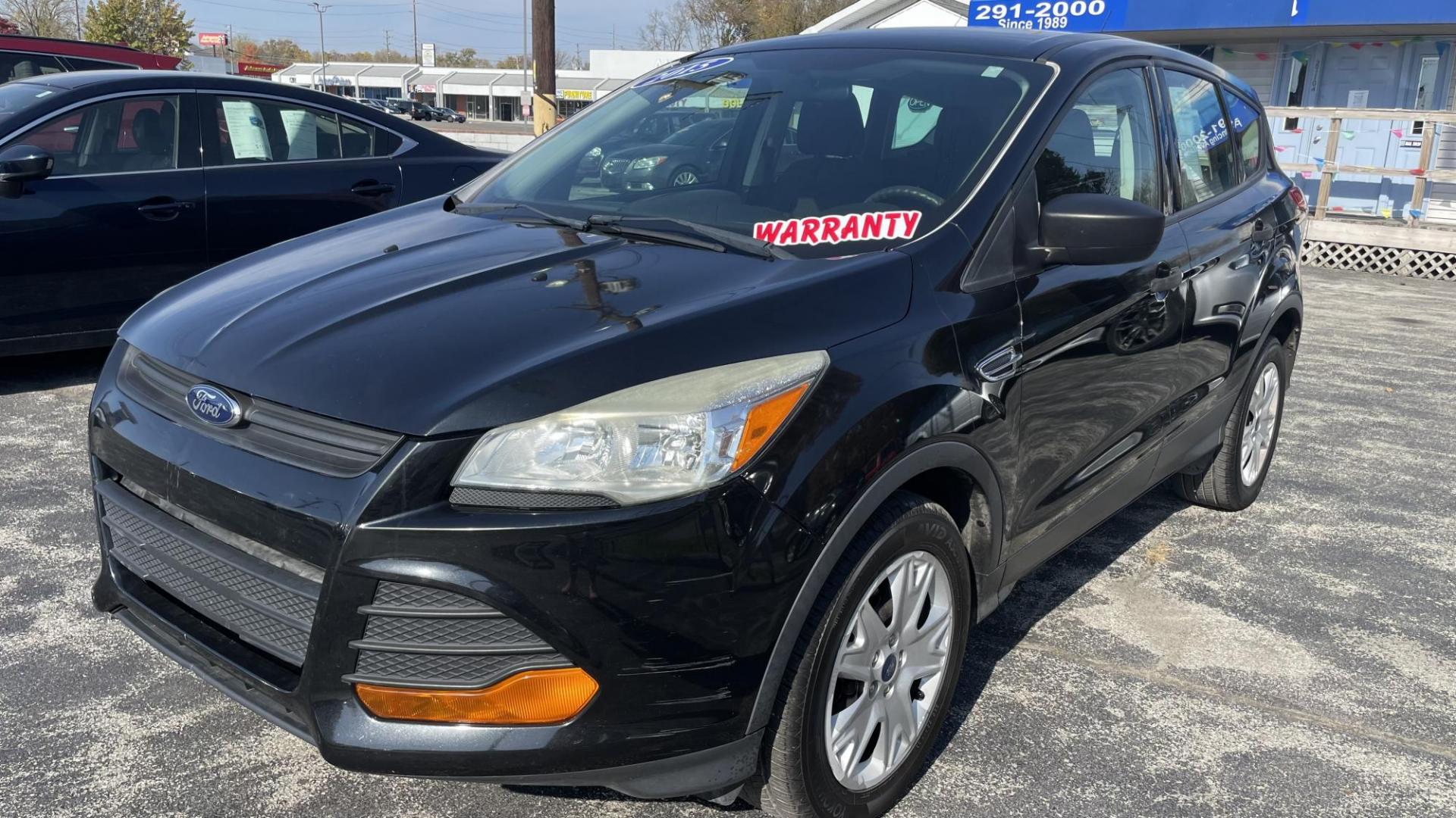 2015 BLACK /GRAY Ford Escape S FWD (1FMCU0F75FU) with an 2.5L L4 DOHC 16V engine, 6-Speed Automatic transmission, located at 2710A Westlane Rd., Indianapolis, IN, 46268, (317) 291-2000, 39.885670, -86.208160 - Photo#0