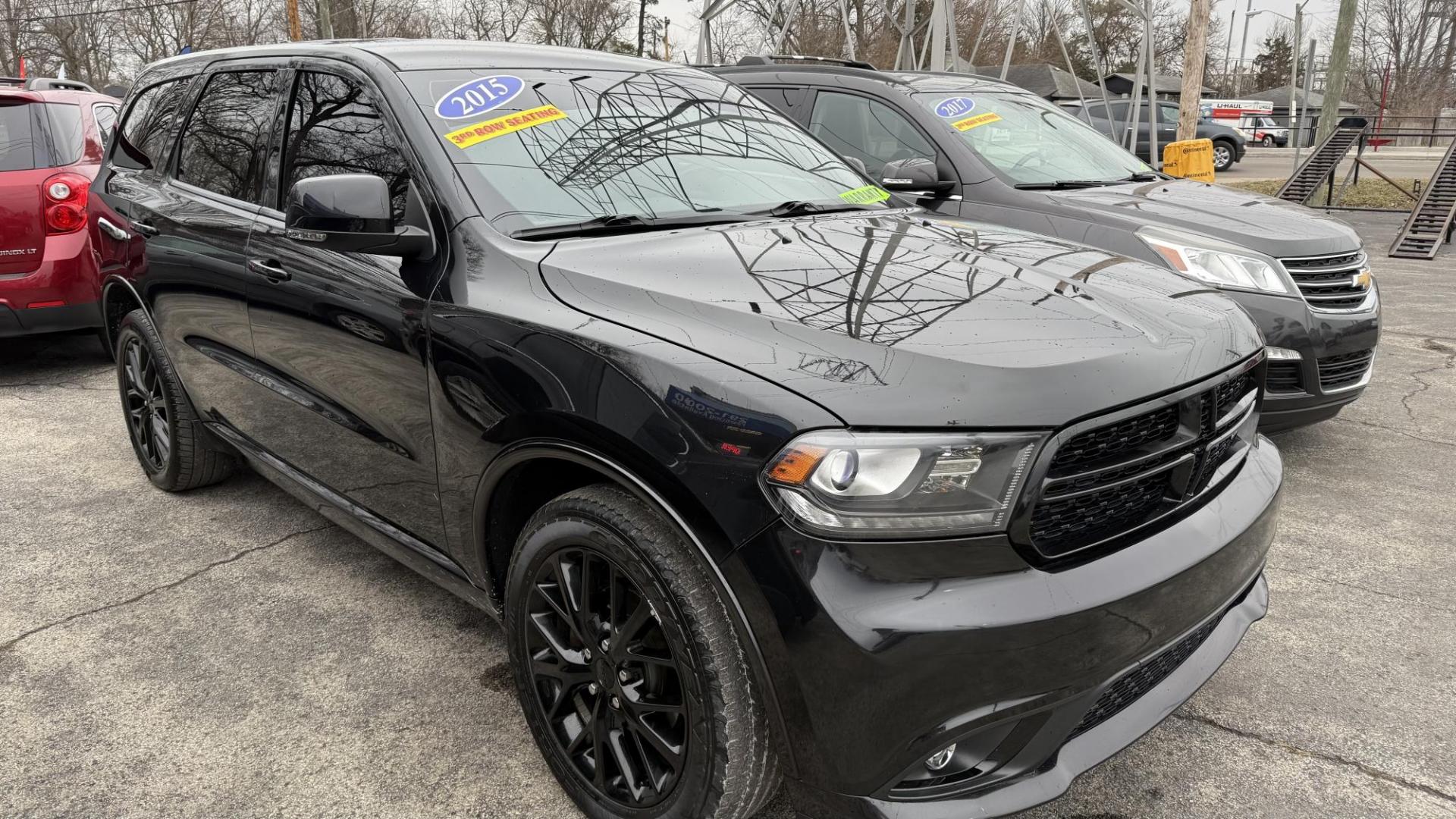 2015 BLACK /BLACK Dodge Durango Limited AWD (1C4RDJDG2FC) with an 3.6L V6 DOHC 24V engine, 8-Speed Automatic transmission, located at 2710A Westlane Rd., Indianapolis, IN, 46268, (317) 291-2000, 39.885670, -86.208160 - Photo#0