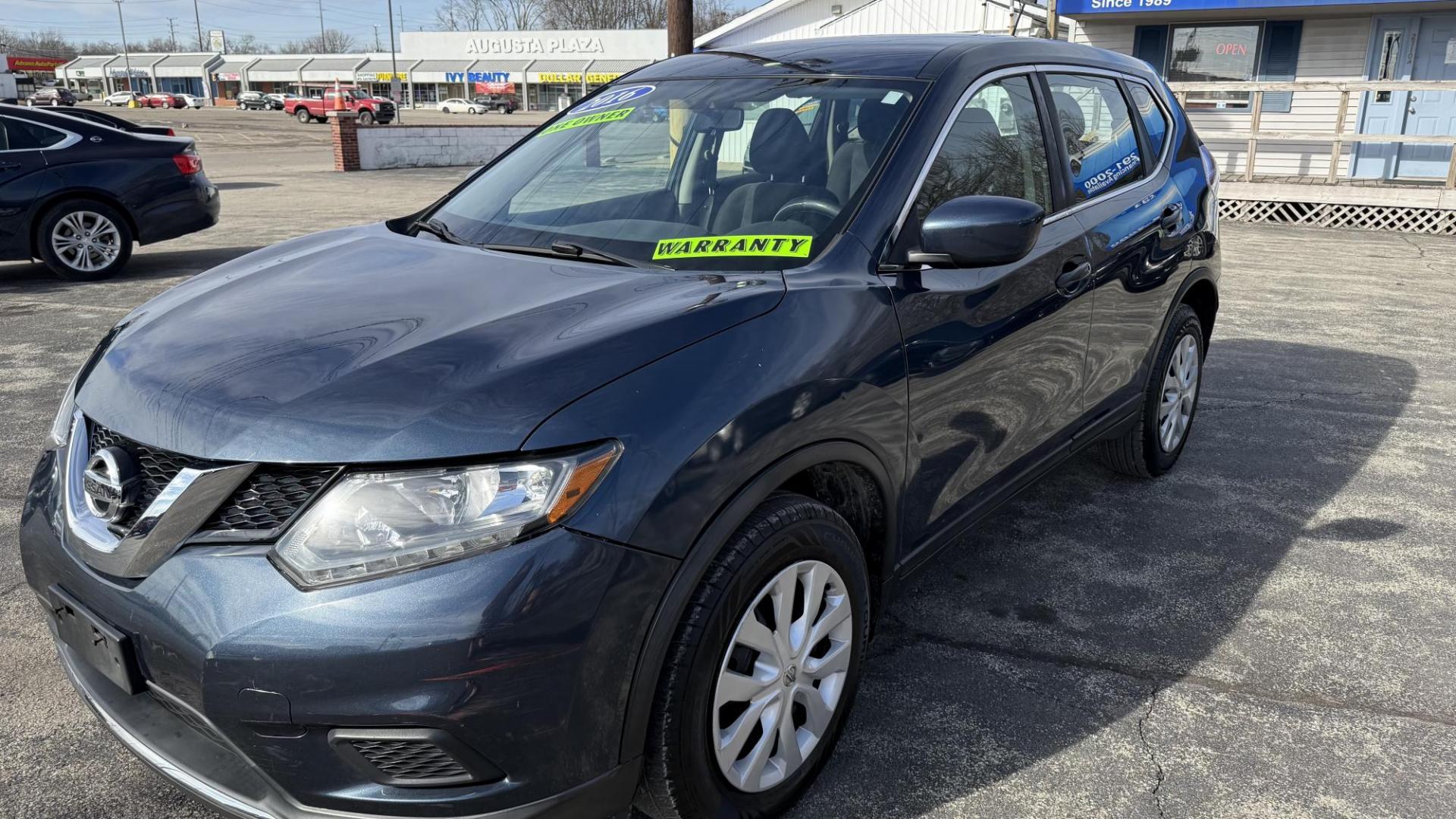 2016 BLUE /BLACK Nissan Rogue SV AWD (KNMAT2MV4GP) with an 2.5L L4 DOHC 16V engine, CVT transmission, located at 2710A Westlane Rd., Indianapolis, IN, 46268, (317) 291-2000, 39.885670, -86.208160 - Photo#0